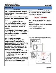 Maxima/Minima (Quadratic)