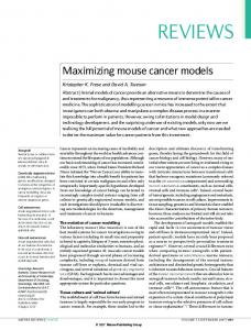 Maximizing mouse cancer models