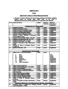 MDU-Syllabi and Ordinance