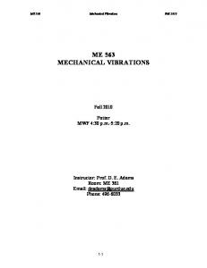 ME 563 MECHANICAL VIBRATIONS