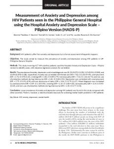 Measurement of Anxiety and depression among HIV