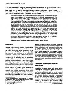 Measurement of psychological distress in palliative care.