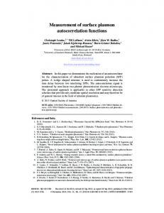 Measurement of surface plasmon autocorrelation ... - OSA Publishing