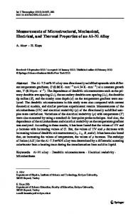 Measurements of Microstructural, Mechanical ... - Springer Link