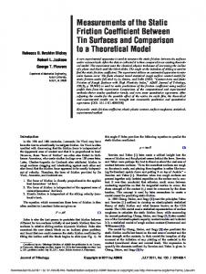 Measurements of the Static Friction Coefficient