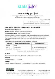 Measures of middle value - Statstutor