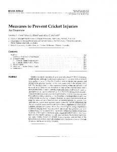 Measures to Prevent Cricket Injuries