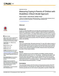 Measuring Coping in Parents of Children with