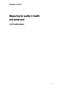 Measuring for Quality in Health Care