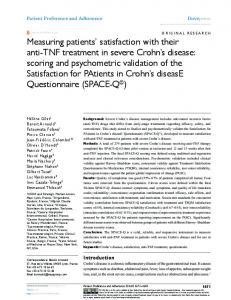 Measuring patients' satisfaction with their anti-TnF treatment in severe ...