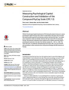 Measuring Psychological Capital - PLOS