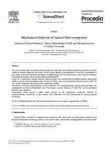 Mechanical behavior of natural fiber composites