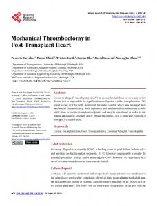 Mechanical Thrombectomy in Post-Transplant Heart - Scientific ...