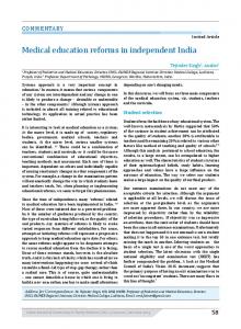Medical education reforms in independent India