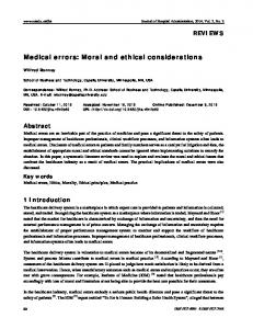 Medical errors: Moral and ethical considerations - Sciedu Press