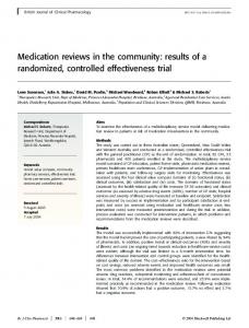 Medication reviews in the community: results of ... - Wiley Online Library