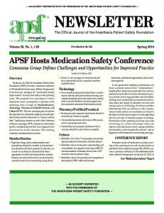 Medication Safety Workshop Report - Anesthesia Patient Safety ...