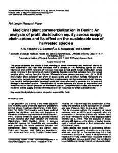 Medicinal plant commercialization in Benin - Academic Journals