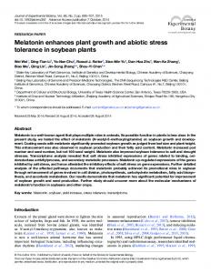 Melatonin enhances plant growth and abiotic stress tolerance in