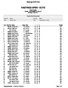 Men Elite - Hastings Golf Club