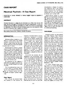 Menstrual Psychosis: A Case Report