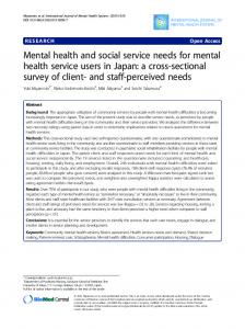 Mental health and social service needs for mental health ... - Core