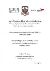 Mental Health and Unemployment in Scotland - AdvoCard