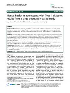 Mental health in adolescents with Type 1 diabetes - BioMedSearch