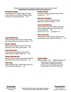 Menu - Boondocks Restaurant and Bar