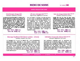 MENU DE SOINS - La maison ISHI