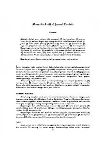 Menulis Artikel Jurnal Ilmiah - WordPress.com