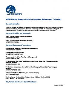 MERI Library Research Guide 5: Computers, Software and ...