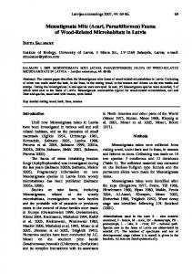 Mesostigmata Mite (Acari, Parasitiformes) - Entomological Society of ...