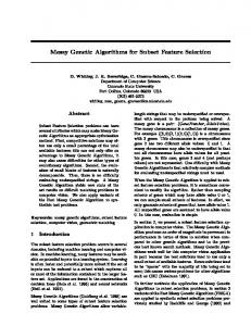 Messy Genetic Algorithms for Subset Feature Selection - CiteSeerX