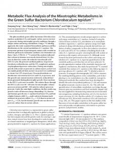 Metabolic Flux Analysis of the Mixotrophic Metabolisms in the Green ...