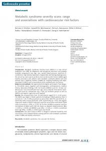 Metabolic syndrome severity score