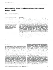 Metabolically active functional food ingredients for weight control