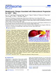 Metabonomic Changes Associated with Atherosclerosis Progression ...