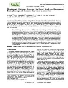 Metabotropic Glutamate Receptor 5 in Down's Syndrome ...