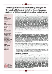 Metacognitive awareness of reading strategies of University of ... - Eric