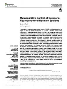 Metacognitive Control of Categorial Neurobehavioral ... - ORCA