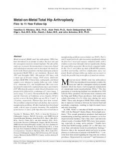 Metal-on-Metal Total Hip Arthroplasty