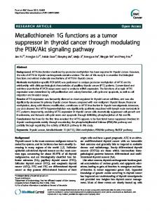 Metallothionein 1G functions as a tumor suppressor in thyroid cancer ...