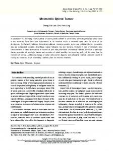 Metastatic Spinal Tumor - BioMedSearch