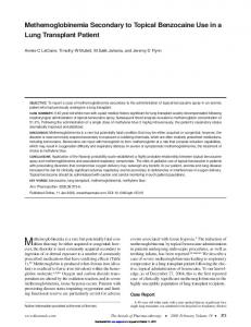 Methemoglobinemia Secondary to Topical ...