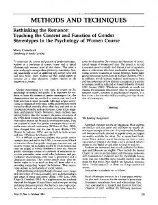 METHODS AND TECHNIQUES Rethinking the Romance: Teaching ...