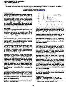 METHODS TO MEASURE STATIC COEFFICIENT OF FRICTION ...