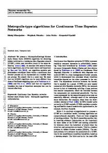 Metropolis-type algorithms for Continuous Time Bayesian Networks