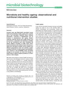 Microbiota and healthy ageing: observational and ... - BioMedSearch