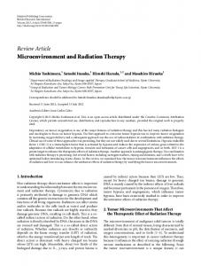 Microenvironment and Radiation Therapy